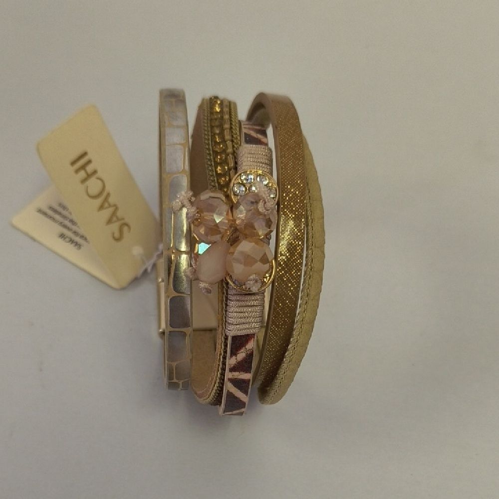 SAACHI Gold and Cream Bracelet Collection